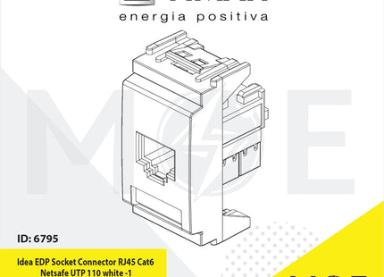 Vimar Idea EDP Data Socket Connector RJ45 Cat6 Netsafe UTP 110 white Gray | 16359.6.B | بريز داتا ابيض