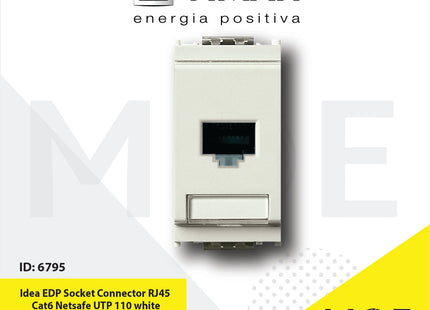 Vimar Idea EDP Data Socket Connector RJ45 Cat6 Netsafe UTP 110 white Gray | 16359.6.B | بريز داتا ابيض