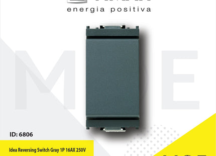 Vimar Idea Reversing Switch Gray 1P 16AX 250V | 16013 | مفتاح تربل دركسيون رمادي اسود