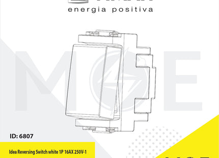 Vimar Idea Reversing Switch white 1P 16AX 250V | 16013.B | مفتاح تربل دركسيون ابيض