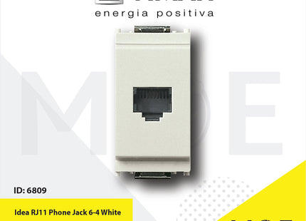 Vimar Idea Telephone Socket | RJ11 Phone Jack 6/4 White | 16335.B | بريز تلفون ابيض