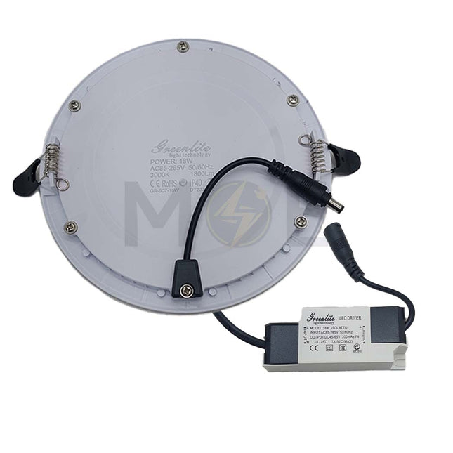 GreenLite LED Downlight/ Panel Light White Ceiling Flush Mounted Circular Warmwhite 15.5cm 18W | GR-807-18W