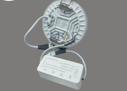 Greenlite LED Downlight/ Panel Light White Ceiling Flush Mounted FrameLess Circular Warmwhite 3000K 1500Lm 7.5cm 15W | GR-1203-15W | سبوت ليد مدور مخفي بدون كادر ابيض ورم وايت