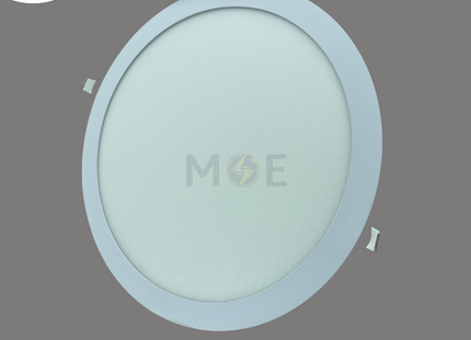 Mec LED Downlight/ Panel Light White Ceiling Flush Mounted Circular Warmwhite 3000K 2000Lm 28cm 24W | MEC-PL-TR-24W | سبوت ليد مدور مخفي ابيض ورم وايت