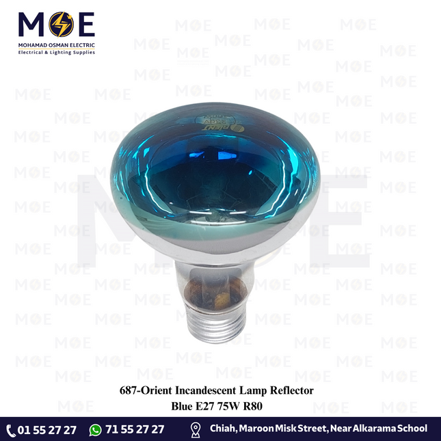 Orient Incandescent Lamp Reflector Blue E27 75W R80