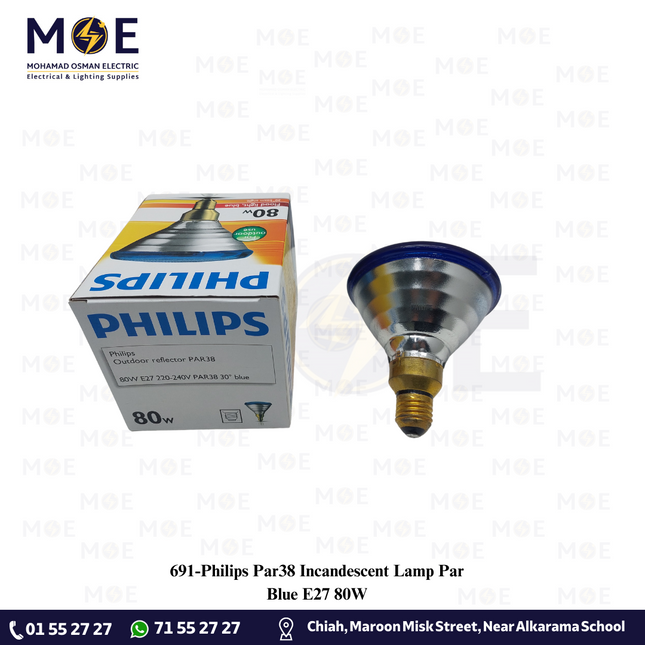 Philips Par38 Incandescent Lamp Par Blue E27 80W