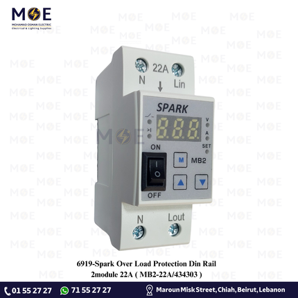 Spark Over Load Protection Din Rail 2module 22A | MB2-22A/434303