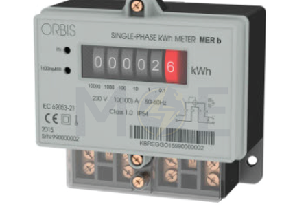Orbis IP54 Single-Phase Energy Meter KwH 230V AC 50/60Hz 10(100A) | MER-B-230V | عداد كيلو وات عريض