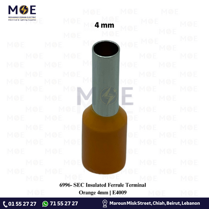 SEC Insulated Ferrule Terminal Orange 4mm | E4009