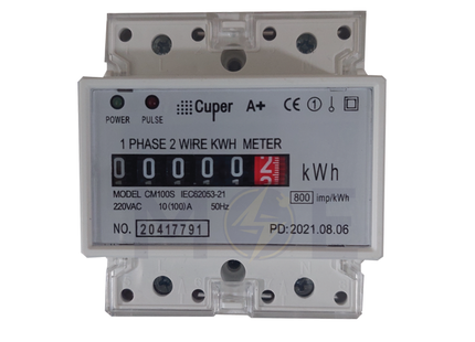 CuperA+ Single Phase Energy Meter KwH 230V AC 50Hz 100A 4module | CM100S - DDS788-4 | عداد كيلو وات سكة عريض واحد فاز