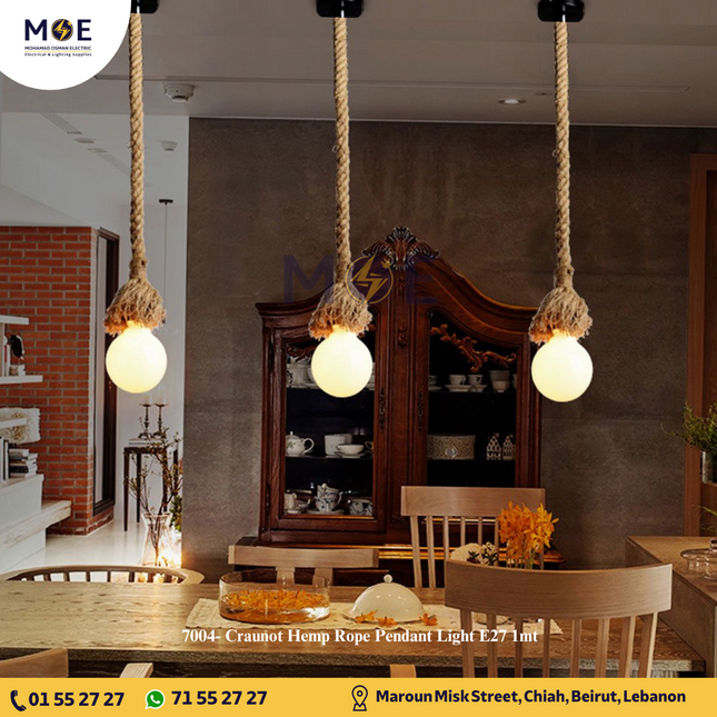 Craunot Hemp Rope Pendant Light E27 1mt