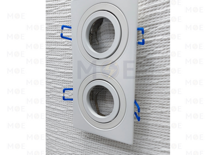 Cuperlight Double Downlight / Spotlight Frame MR16 White Recessed Adjustable Square 15.5x7.5cm | سبوت فارغ المنيوم مستطيل مخفي ابيض متحرك مجوز