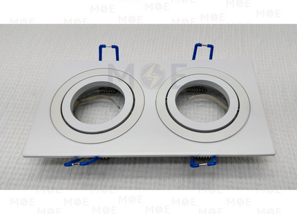 Cuperlight Double Downlight / Spotlight Frame MR16 White Recessed Adjustable Square 15.5x7.5cm | سبوت فارغ المنيوم مستطيل مخفي ابيض متحرك مجوز