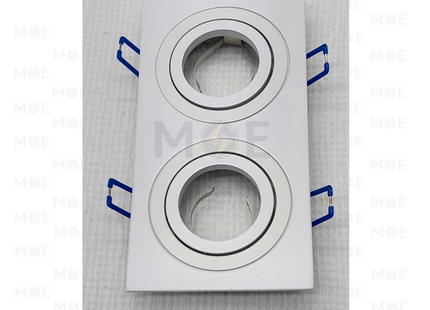Cuperlight Double Downlight / Spotlight Frame MR16 White Recessed Adjustable Square 15.5x7.5cm | سبوت فارغ المنيوم مستطيل مخفي ابيض متحرك مجوز
