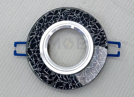 Cuperlight downlight / Spotlight Frame MR16 Black+Silver Recessed Fix Circular Crystal 6cm | سبوت فارغ مدور مخفي كريستال اسود على رمادي ثابت