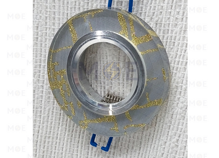 Cuperlight downlight / Spotlight Frame MR16 Gray+Gold Recessed Fix Circular Crystal 6cm | سبوت فارغ مدور مخفي كريستال ذهبي على رمادي ثابت