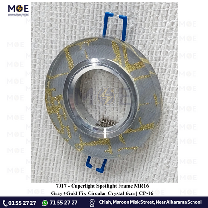 Cuperlight downlight / Spotlight Frame MR16 Gray+Gold Recessed Fix Circular Crystal 6cm