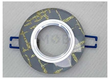 Cuperlight downlight / Spotlight Frame MR16 Gray+Gold Recessed Fix Circular Crystal 6cm | سبوت فارغ مدور مخفي كريستال ذهبي على رمادي ثابت