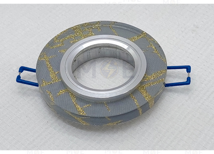 Cuperlight downlight / Spotlight Frame MR16 Gray+Gold Recessed Fix Circular Crystal 6cm | سبوت فارغ مدور مخفي كريستال ذهبي على رمادي ثابت
