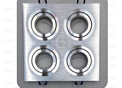 Cuperlight Quad downlight / Spotlight Frame MR16 Chrome Recessed Adjustable Square 16X16cm | سبوت فارغ مربع المنيوم مخفي كروم متحرك مربع