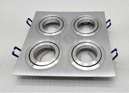 Cuperlight Quad downlight / Spotlight Frame MR16 Chrome Recessed Adjustable Square 16X16cm | سبوت فارغ مربع المنيوم مخفي كروم متحرك مربع