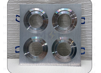 Cuperlight Quad downlight / Spotlight Frame MR16 Chrome Recessed Adjustable Square 16X16cm | سبوت فارغ مربع المنيوم مخفي كروم متحرك مربع