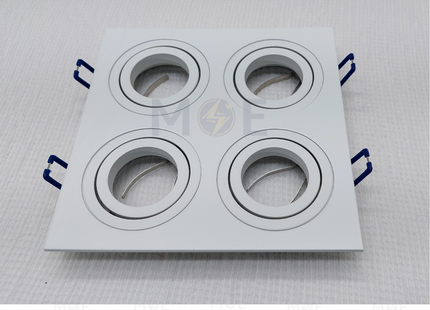 Cuperlight Quad downlight / Spotlight Frame MR16 White Recessed Adjustable Square 16X16cm | سبوت فارغ مربع المنيوم مخفي ابيض متحرك مربع