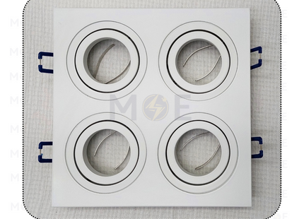 Cuperlight Quad downlight / Spotlight Frame MR16 White Recessed Adjustable Square 16X16cm | سبوت فارغ مربع المنيوم مخفي ابيض متحرك مربع