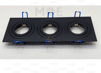 Cuperlight Triple downlight / Spotlight Frame MR16 Black Recessed Adjustable Square 24x7.5cm | سبوت فارغ المنيوم مخفي اسود متحرك مثلث