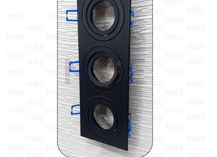 Cuperlight Triple downlight / Spotlight Frame MR16 Black Recessed Adjustable Square 24x7.5cm | سبوت فارغ المنيوم مخفي اسود متحرك مثلث