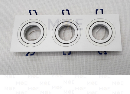Cuperlight Triple downlight / Spotlight Frame MR16 White Recessed Adjustable Square 24x7.5cm | سبوت فارغ المنيوم مخفي ابيض متحرك مثلث