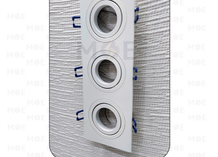 Cuperlight Triple downlight / Spotlight Frame MR16 White Recessed Adjustable Square 24x7.5cm | سبوت فارغ المنيوم مخفي ابيض متحرك مثلث