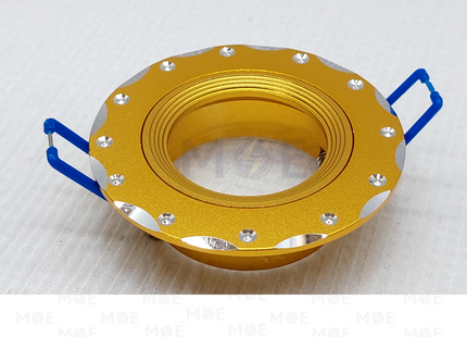 downlight / Spotlight Frame MR16 418 Gold Matt Recessed Fix Circular Aluminium 6cm | سبوت المنيوم فارغ مدور مخفي ذهبي مات مع سترس ثابت