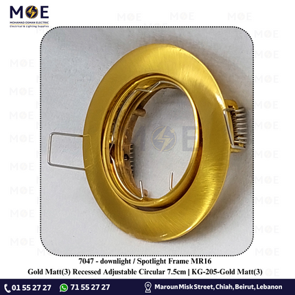 downlight _ Spotlight Frame MR16 Gold Matt(3) Recessed Adjustable Circular 7.5cm _ KG-205-Gold Matt(3)