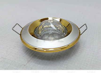 downlight / Spotlight Frame MR16 Pearl/Gold Recessed Fix Circular With Ball Glass 6cm | سبوت فارغ مدور مخفي مع زجاجة طابة لولو على ذهبي ثابت