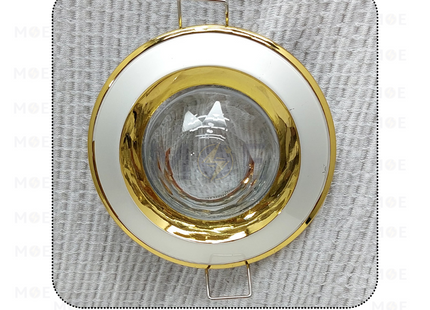 downlight / Spotlight Frame MR16 Pearl/Gold Recessed Fix Circular With Ball Glass 6cm | سبوت فارغ مدور مخفي مع زجاجة طابة لولو على ذهبي ثابت