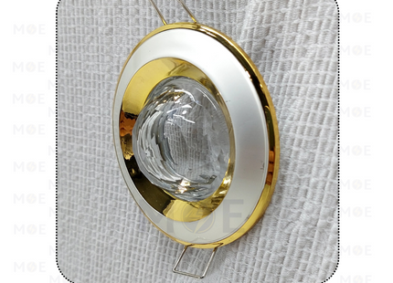 downlight / Spotlight Frame MR16 Pearl/Gold Recessed Fix Circular With Ball Glass 6cm | سبوت فارغ مدور مخفي مع زجاجة طابة لولو على ذهبي ثابت