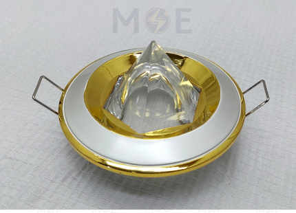downlight / Spotlight Frame MR16 Pearl/Gold Recessed Fix Circular With Pyramid Glass 6cm | سبوت فارغ مدور مخفي مع زجاجة هرم لولو على ذهبي ثابت