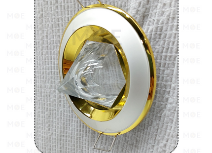 downlight / Spotlight Frame MR16 Pearl/Gold Recessed Fix Circular With Pyramid Glass 6cm | سبوت فارغ مدور مخفي مع زجاجة هرم لولو على ذهبي ثابت