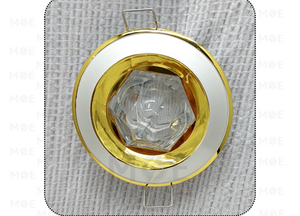 downlight / Spotlight Frame MR16 Pearl/Gold Recessed Fix Circular With Pyramid Glass 6cm | سبوت فارغ مدور مخفي مع زجاجة هرم لولو على ذهبي ثابت