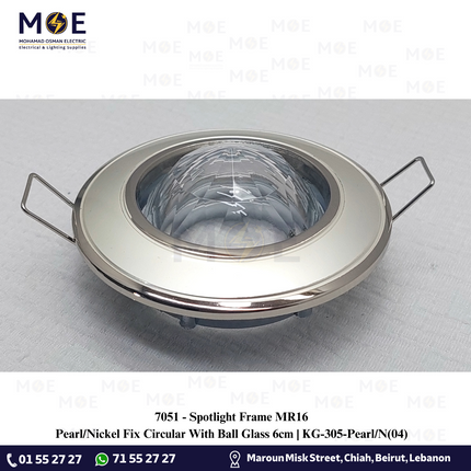 downlight / Spotlight Frame MR16 Pearl/Nickel Recessed Fix Circular With Ball Glass 6cm