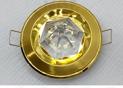 downlight / Spotlight Frame MR16 Shiny gold/Gold Recessed Fix Circular With Pyramid Glass 6cm | سبوت فارغ مدور مخفي مع زجاجة هرم ذهبي لميع على ذهبي ثابت