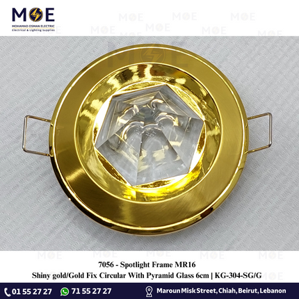 downlight / Spotlight Frame MR16 Shiny gold/Gold Recessed Fix Circular With Pyramid Glass 6cm