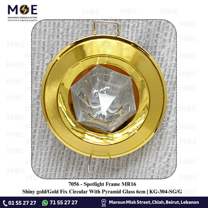 downlight / Spotlight Frame MR16 Shiny gold/Gold Recessed Fix Circular With Pyramid Glass 6cm