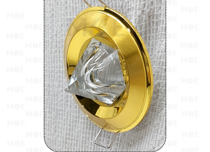 downlight / Spotlight Frame MR16 Shiny gold/Gold Recessed Fix Circular With Pyramid Glass 6cm | سبوت فارغ مدور مخفي مع زجاجة هرم ذهبي لميع على ذهبي ثابت