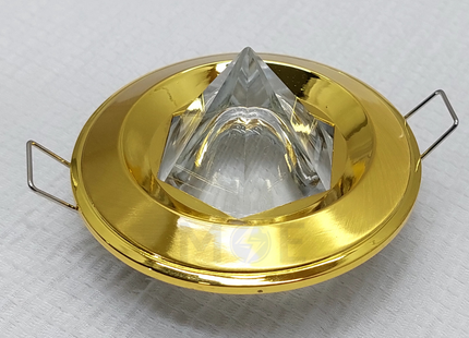 downlight / Spotlight Frame MR16 Shiny gold/Gold Recessed Fix Circular With Pyramid Glass 6cm | سبوت فارغ مدور مخفي مع زجاجة هرم ذهبي لميع على ذهبي ثابت