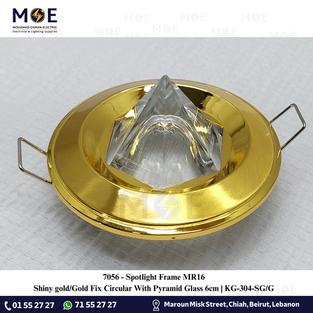 downlight / Spotlight Frame MR16 Shiny gold/Gold Recessed Fix Circular With Pyramid Glass 6cm