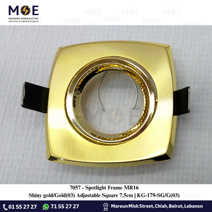 downlight / Spotlight Frame MR16 Shiny gold/Gold(03) Recessed Adjustable Square 7.5cm