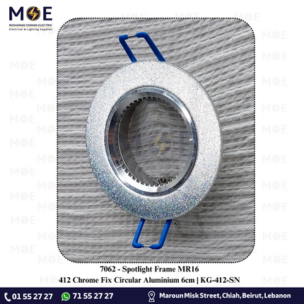 downlight / Spotlight Frame MR16 412 Chrome Recessed Fix Circular Aluminium 6cm