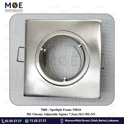 downlight / Spotlight Frame MR16 501 Chrome Recessed Adjustable Square 7.5cm